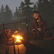 A surviver cooking up a meal so that he can eat.