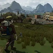 Survivor overlooking the open world survival game.